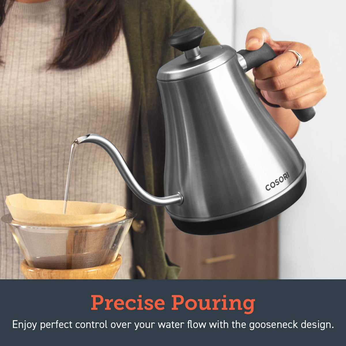 Cosori gooseneck kettle boil-dry safety feature prevents accidents