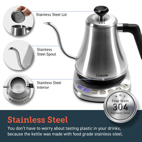 Cosori gooseneck kettle inner lid and bottom, 100% stainless steel