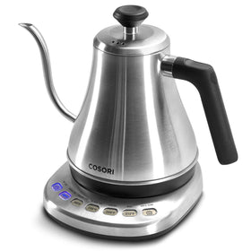Cosori gooseneck kettle spout close-up for precise pour-over control