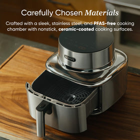 Cosori Iconic 6.5 qt basket in use for family meals.