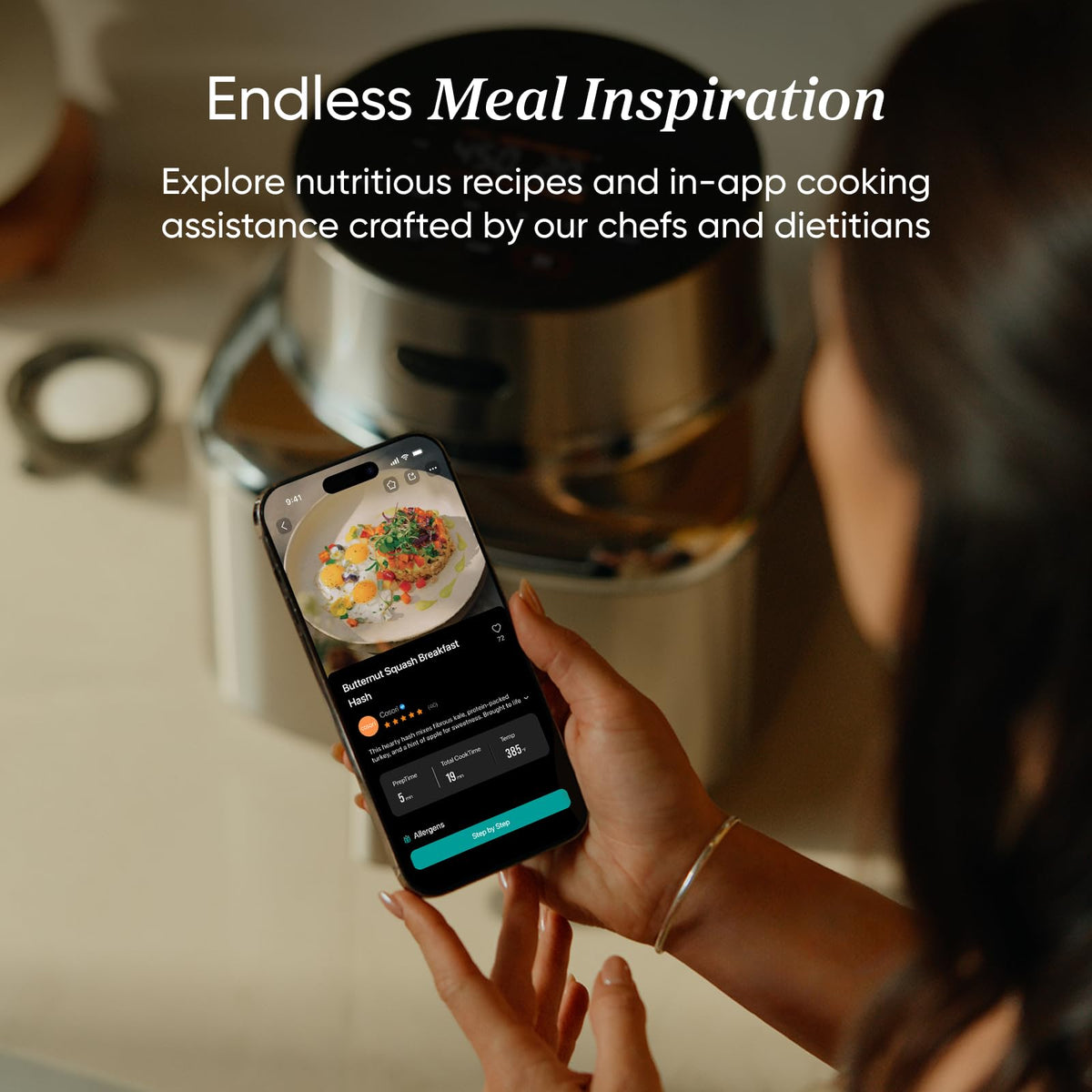 Cosori Iconic recipe book open for chef crafted meals.