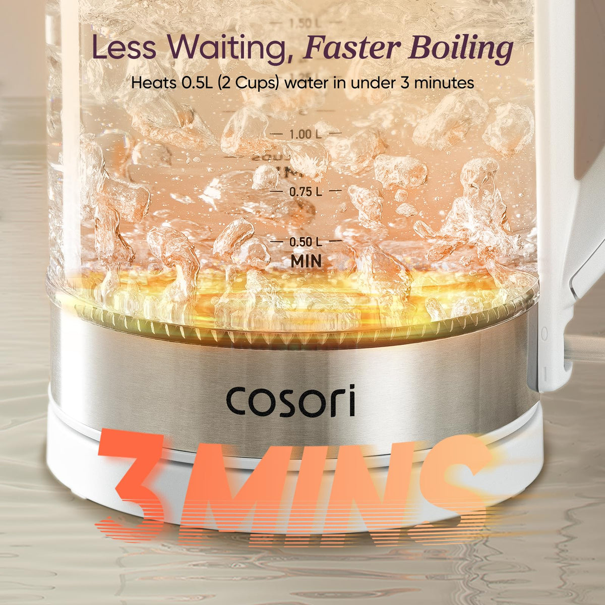 Cosori kettle auto shut-off and boil-dry safety for worry-free use