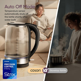 Cosori kettle versatile use for tea, coffee, and quick meals.