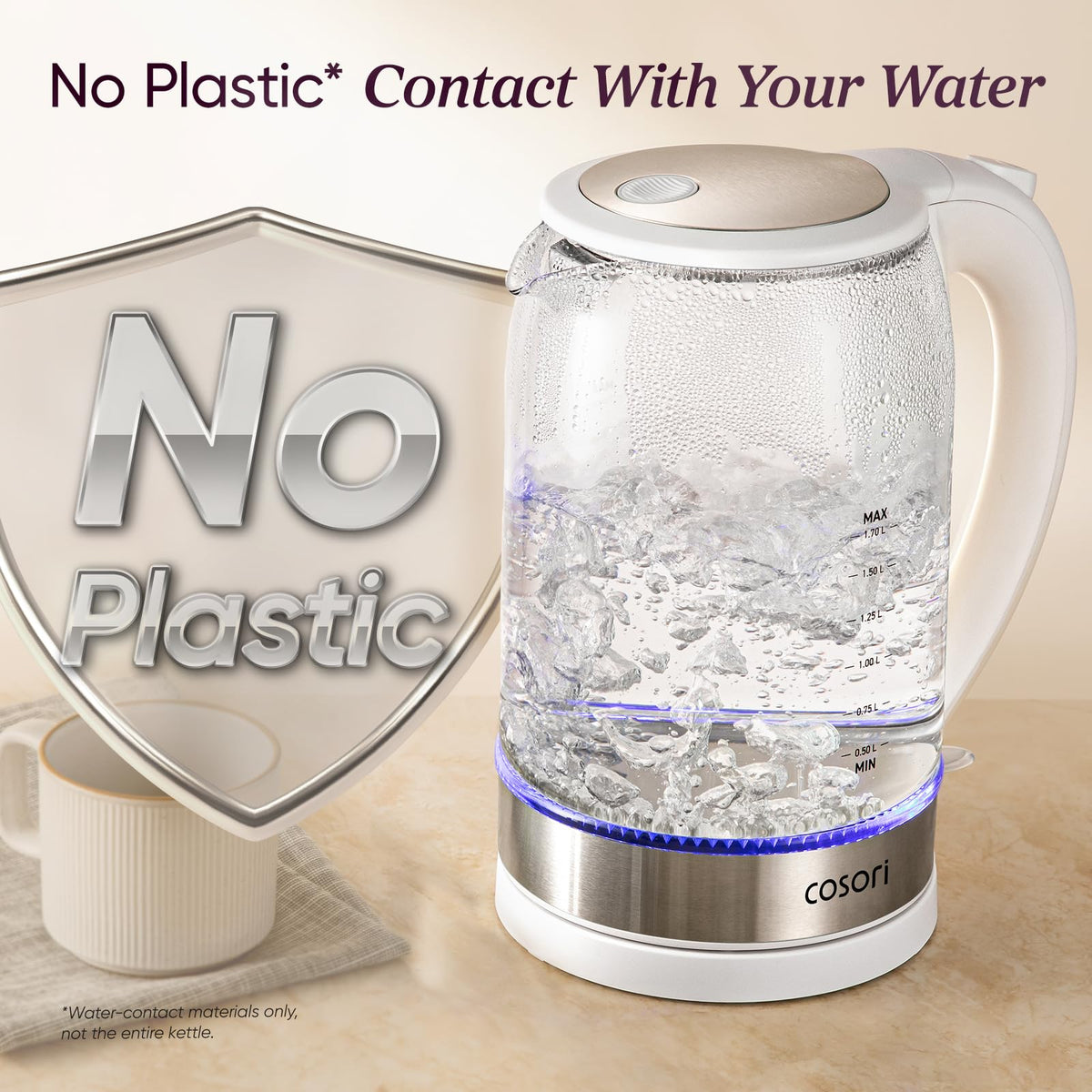 Cosori kettle wide mouth for easy cleaning and filling