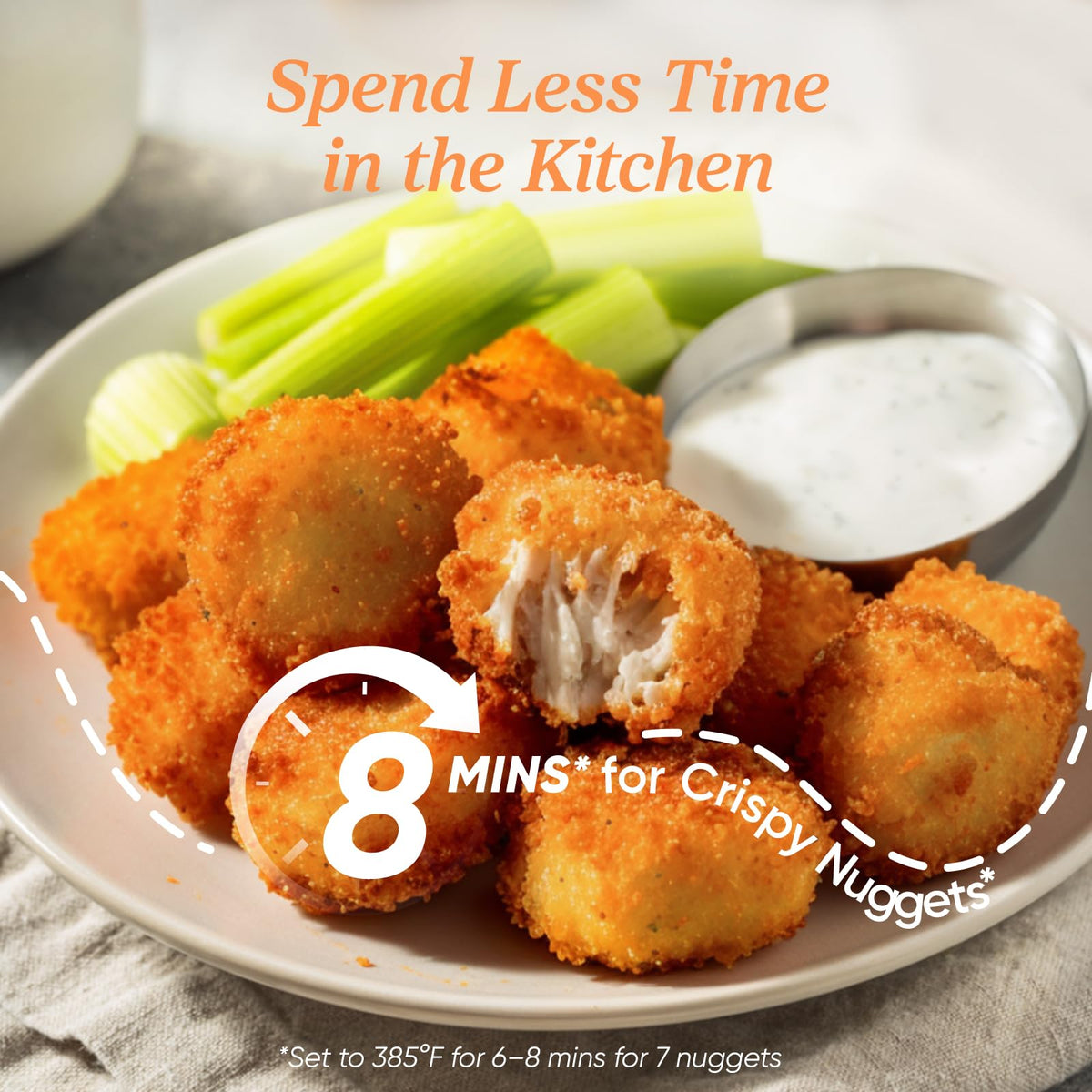 Cosori 2.1 qt nonstick basket cleans easily with dishwasher-safe design.