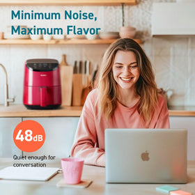 Cosori Lite 4-functions showcase air fry bake roast and reheat options.
