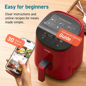 Cosori Lite dishwasher-safe basket image shows easy cleanup after meals.