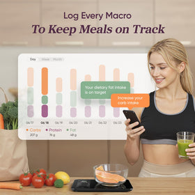 Cosori Nutrilens scale charges via USB-C without disposable batteries.