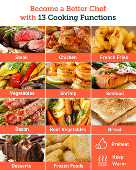 Cosori Pro Gen 2 control panel with 13 presets for simple everyday cooking.