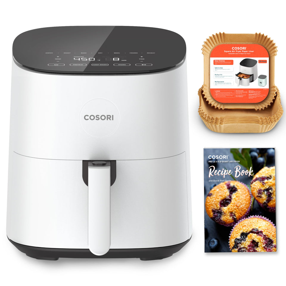 Cosori Pro LE 5-Qt air fryer front view, compact design ideal for small kitchens