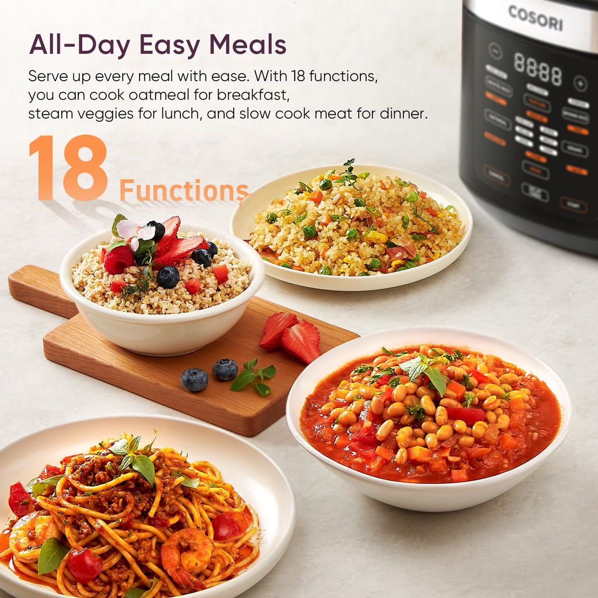 Cosori keeps rice warm up to 24 hours for meal planning