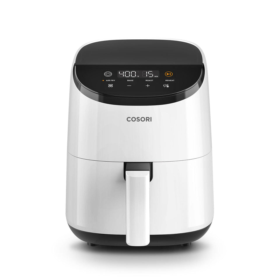 Cosori Small Air Fryer Oven 2.1 Qt front view showing compact design.