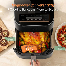 Cosori TurboBlaze 6-qt basket insert with PFAS-free ceramic coating for easy cleaning.