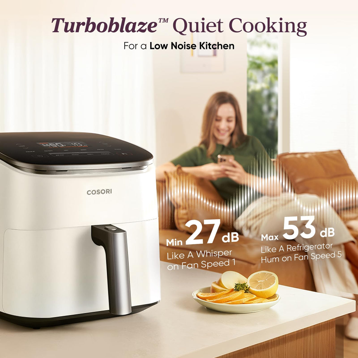 Cosori TurboBlaze 9-function grid showcases versatile cooking options.