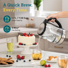 Wide mouth and 80-degree lid for easy filling and descaling