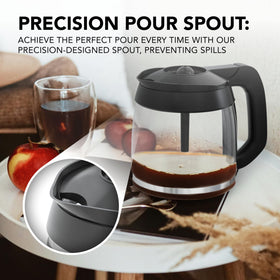 COSPARX Glass Carafe lid and ergonomic grip for easy pouring