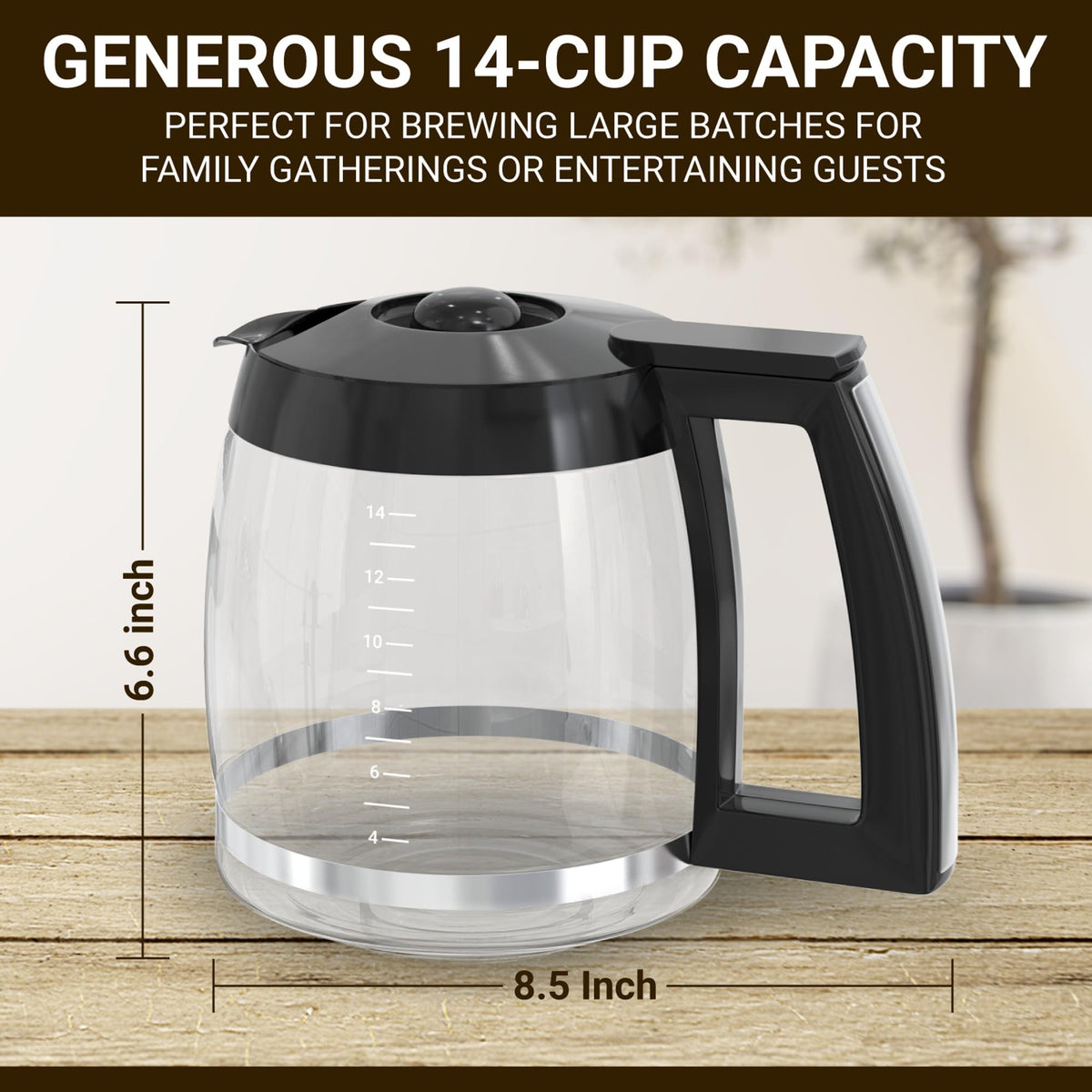 COSPARX 14-Cup carafe pouring design helps neat servings.