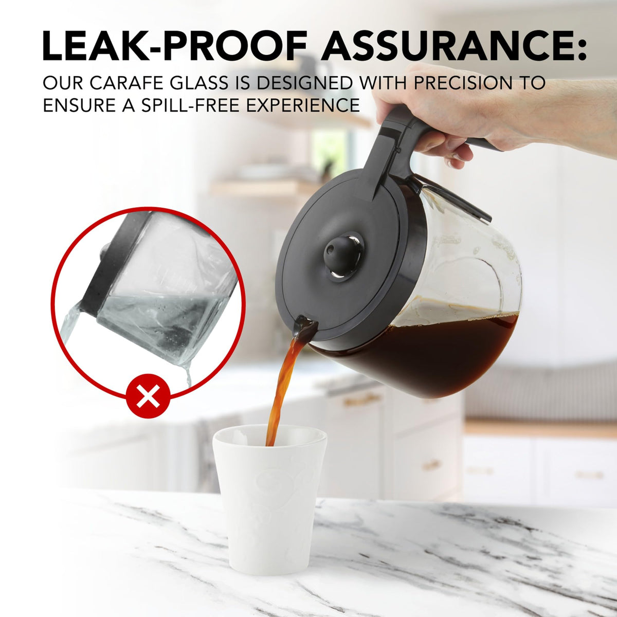 COSPARX dishwasher-safe carafe for quick cleanup after coffee sessions.