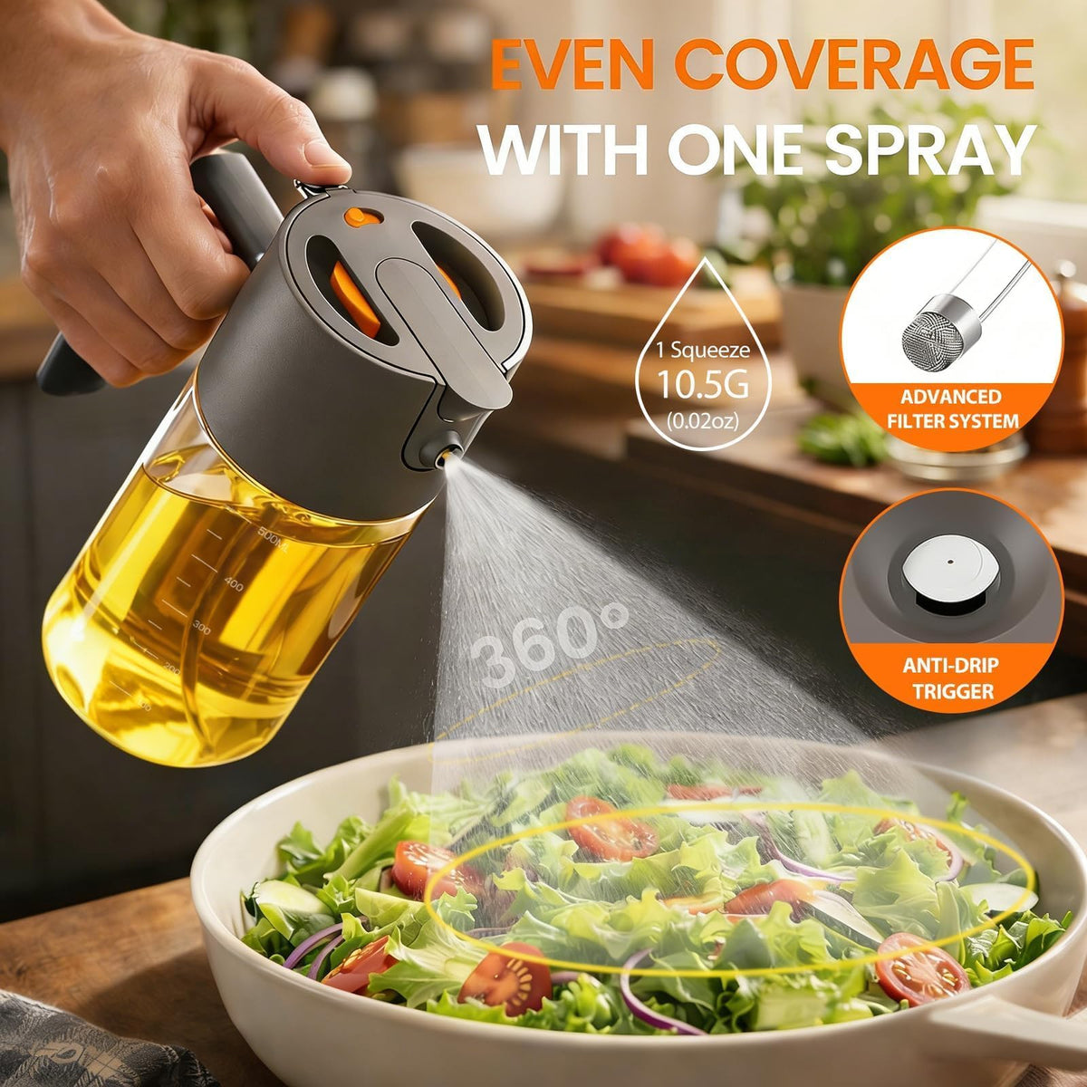 Costop leak-proof nozzle keeps counters clean during high-heat air fryer cooking.