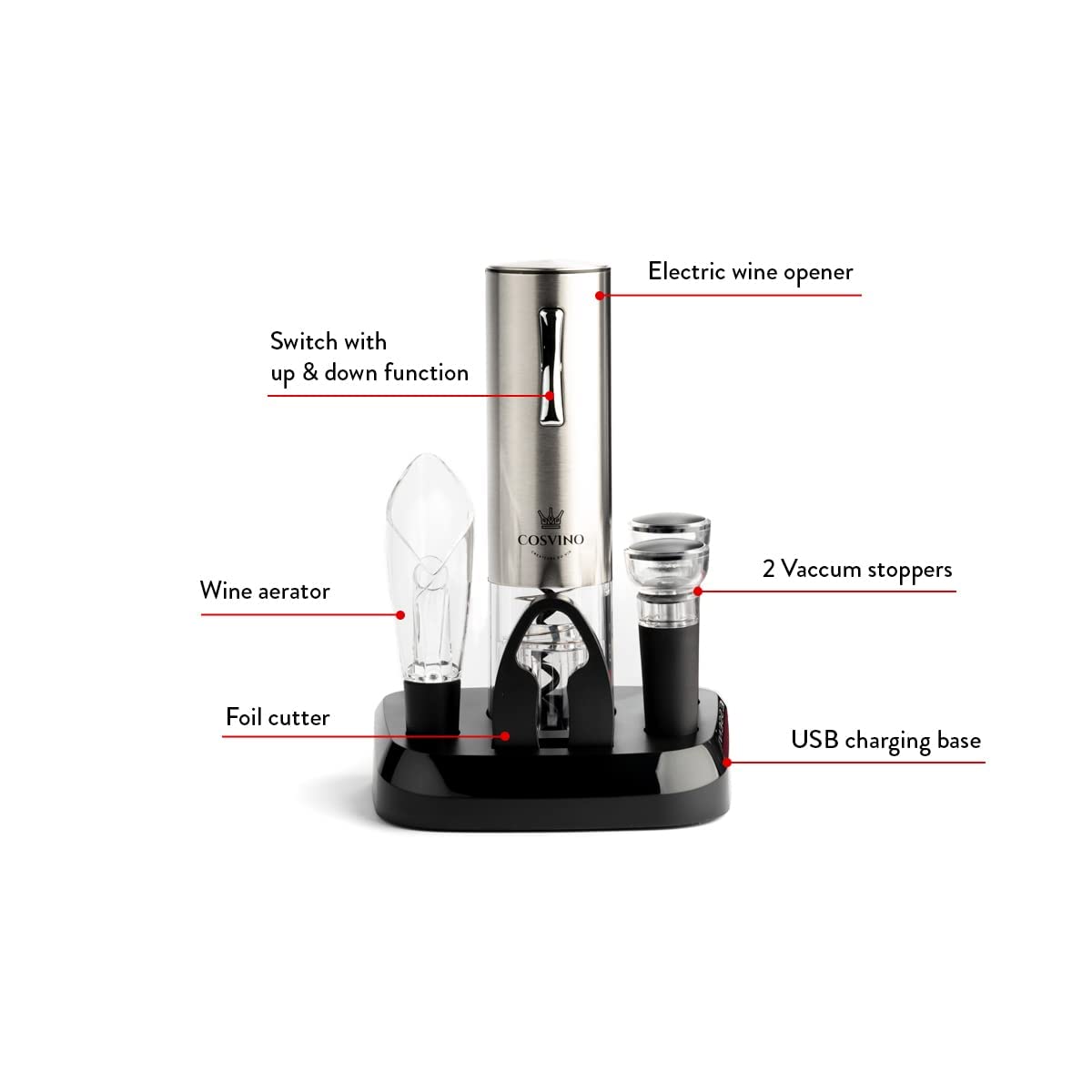 COSVINO foil cutter attachment simplifies bottle prep.
