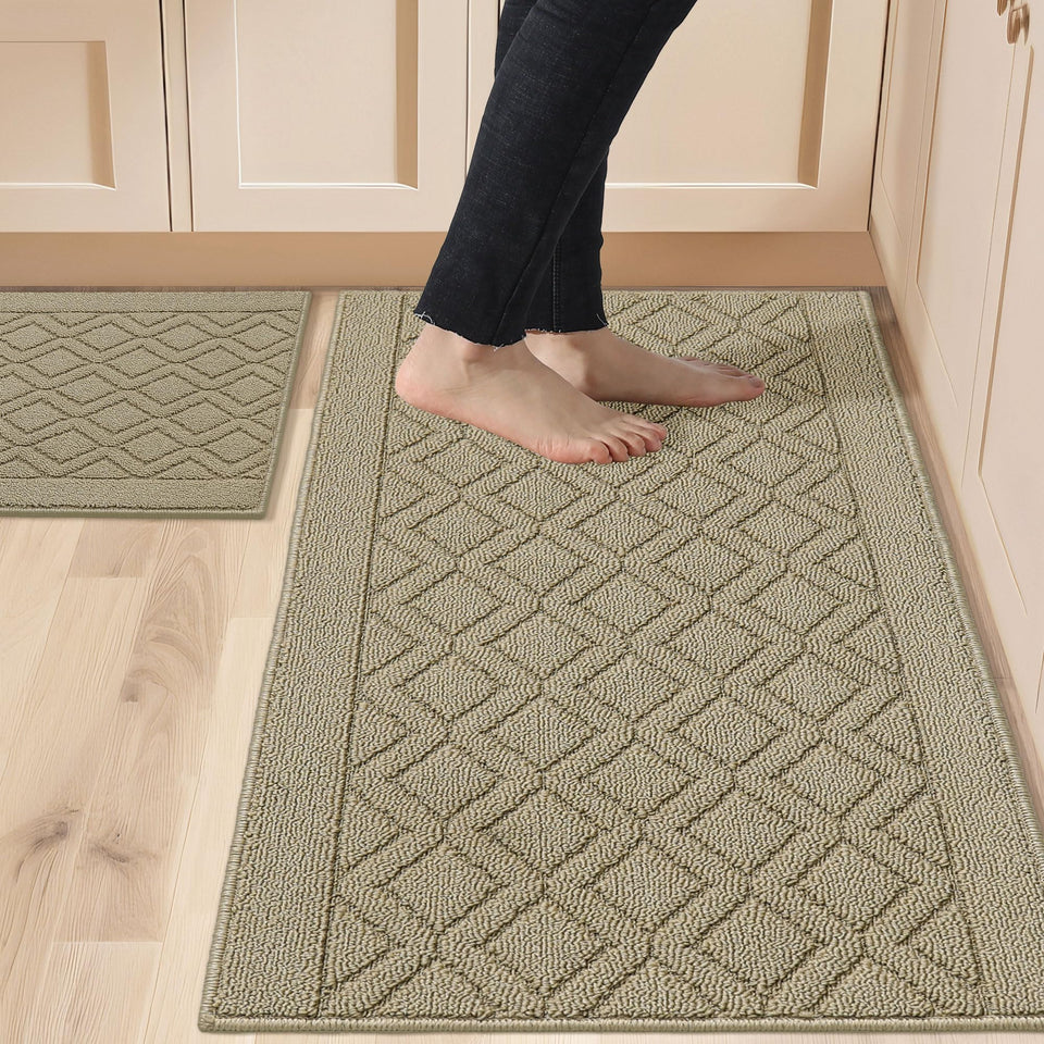 COSY HOMEER 48x20 inch beige kitchen mat for standing comfort.