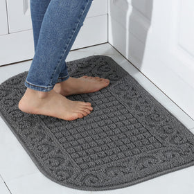 COSY HOMEER half-round anti-fatigue kitchen mat in grey adds underfoot comfort.