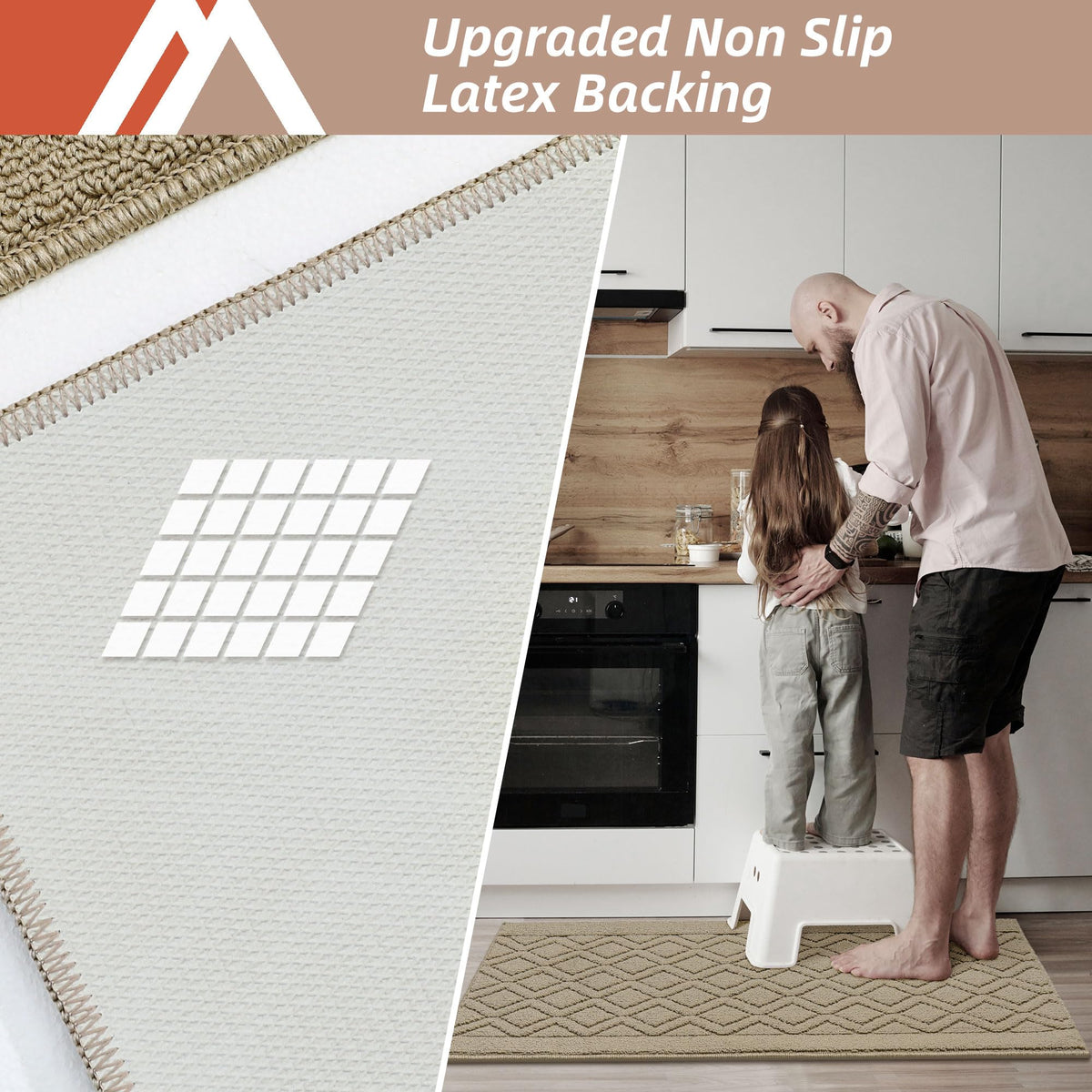COSY HOMEER kitchen mat anti-slip design keeps it in place.