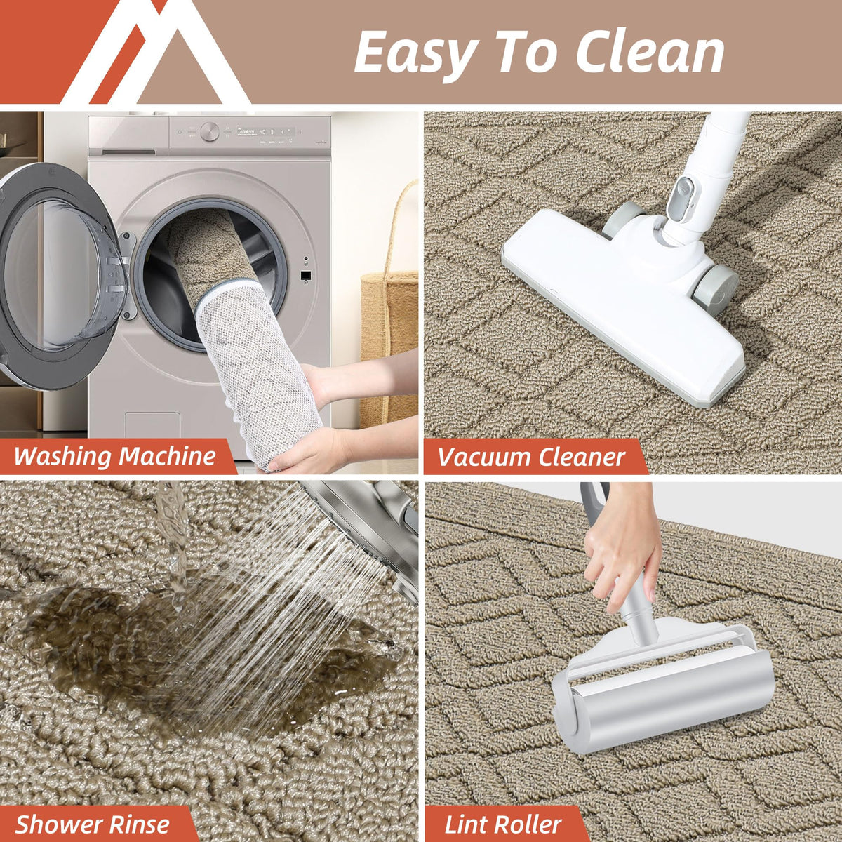 COSY HOMEER 100% polypropylene mat resists stains for easy cleaning.