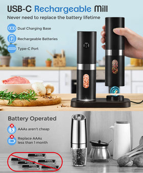 COSYAIREY pepper grinder on charging base with LED indicator