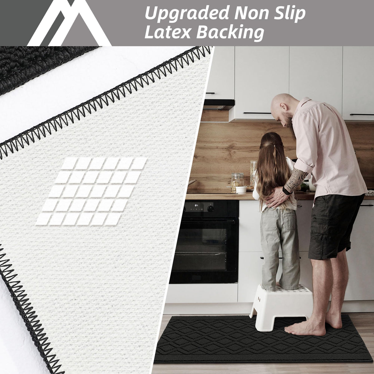 COSY HOMEER anti-slip kitchen mat in black provides stable footing