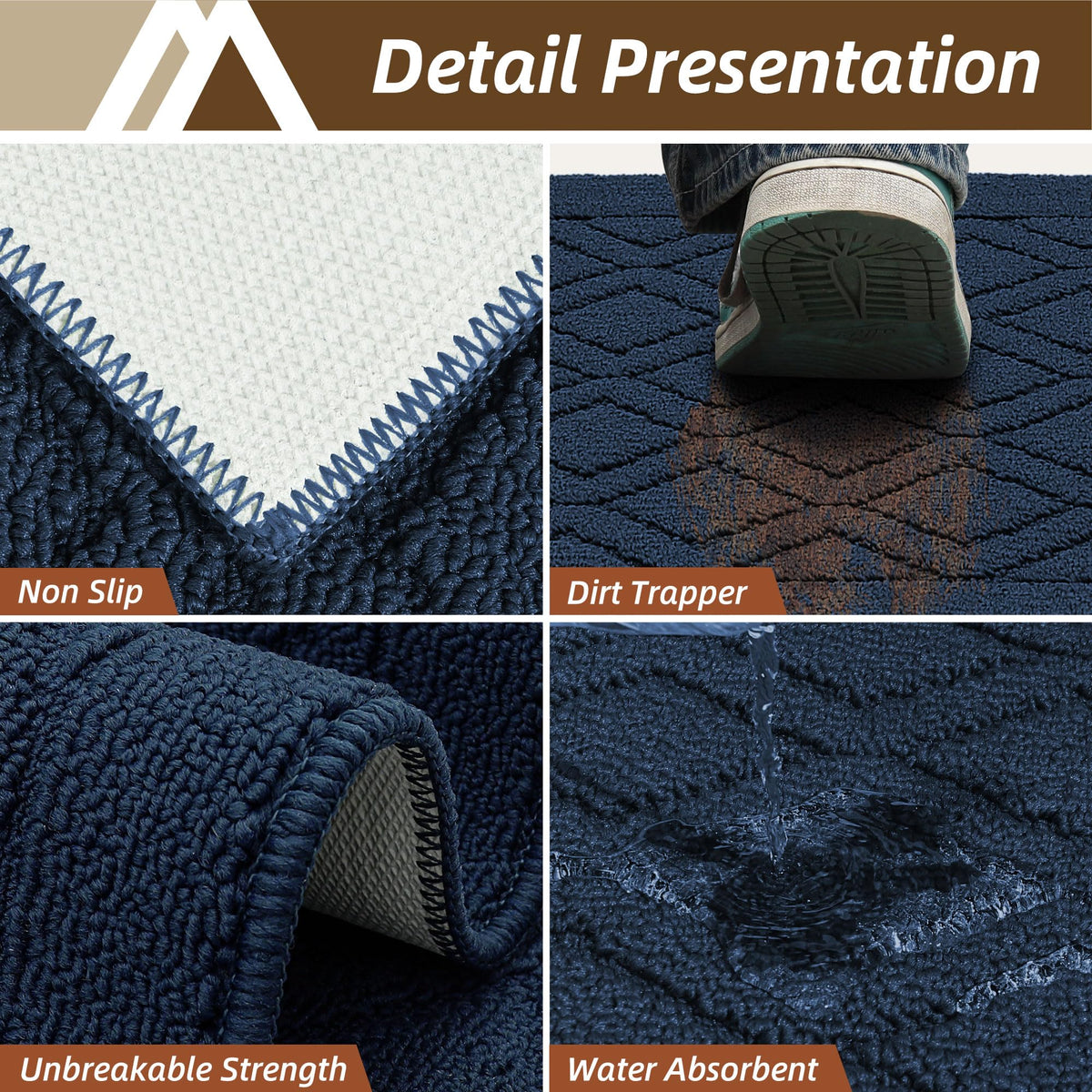 COSY HOMEER rug with non-slip backing stays in place on smooth floors.
