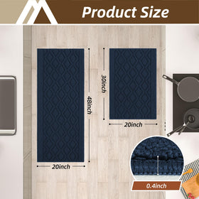 COSY HOMEER kitchen rug closeup showing polypropylene fibers in navy.