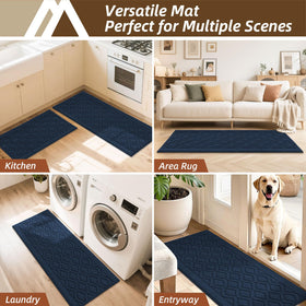 COSY HOMEER kitchen runner in navy-absorbent ideal for high-traffic prep zones.