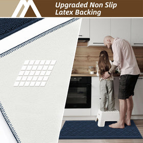 COSY HOMEER kitchen sink mat in navy absorbs spills to protect floors.
