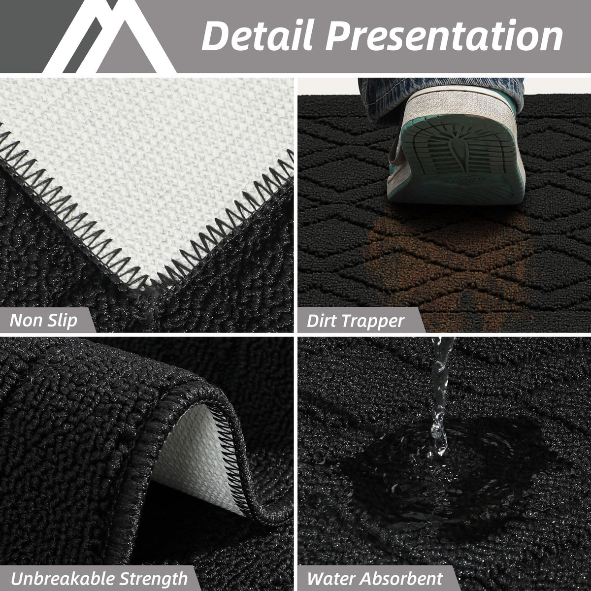 COSY HOMEER machine-washable kitchen mat in black for easy cleaning