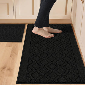 COSY HOMEER two-piece kitchen mats in black with anti-slip grip for safe standing