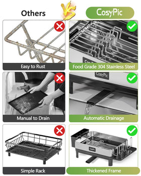 CosyPic dish rack 4-slot drip board channels water away from utensils.