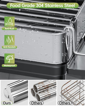 CosyPic dish rack with automatic drainage keeps countertops dry during meal cleanup.