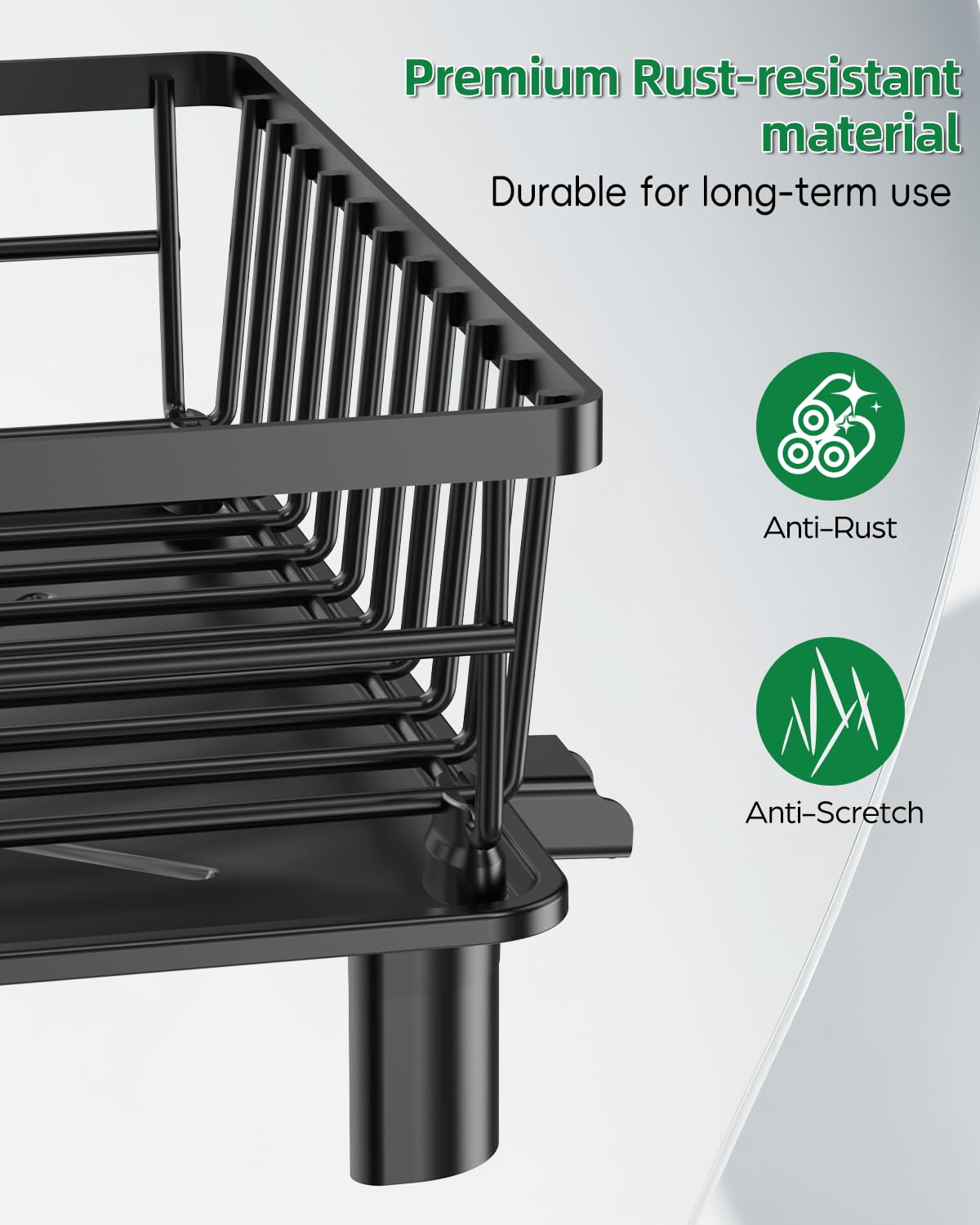 CosyPic non-slip feet stabilize the rack on countertops.