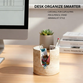 Cotivaye travertine sponge holder kitchen-drying image demonstrates instant self-drying stone.