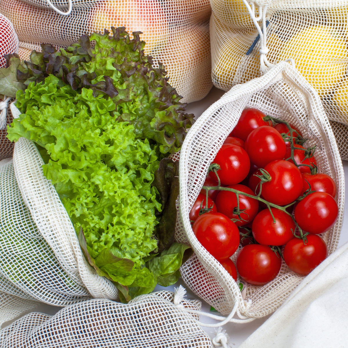 Cottify drawstring closure-free mesh bags for secure carry
