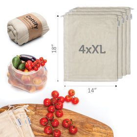 Cottify organic cotton mesh bag with tare-weight labels for precise shopping