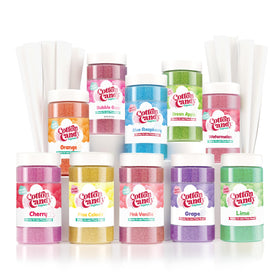 Cotton Candy Express floss sugar jar collection—vibrant colors for quick party treats.