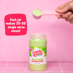 Cotton Candy Express green apple floss sugar jar for fresh, fruity carnival-style sweets