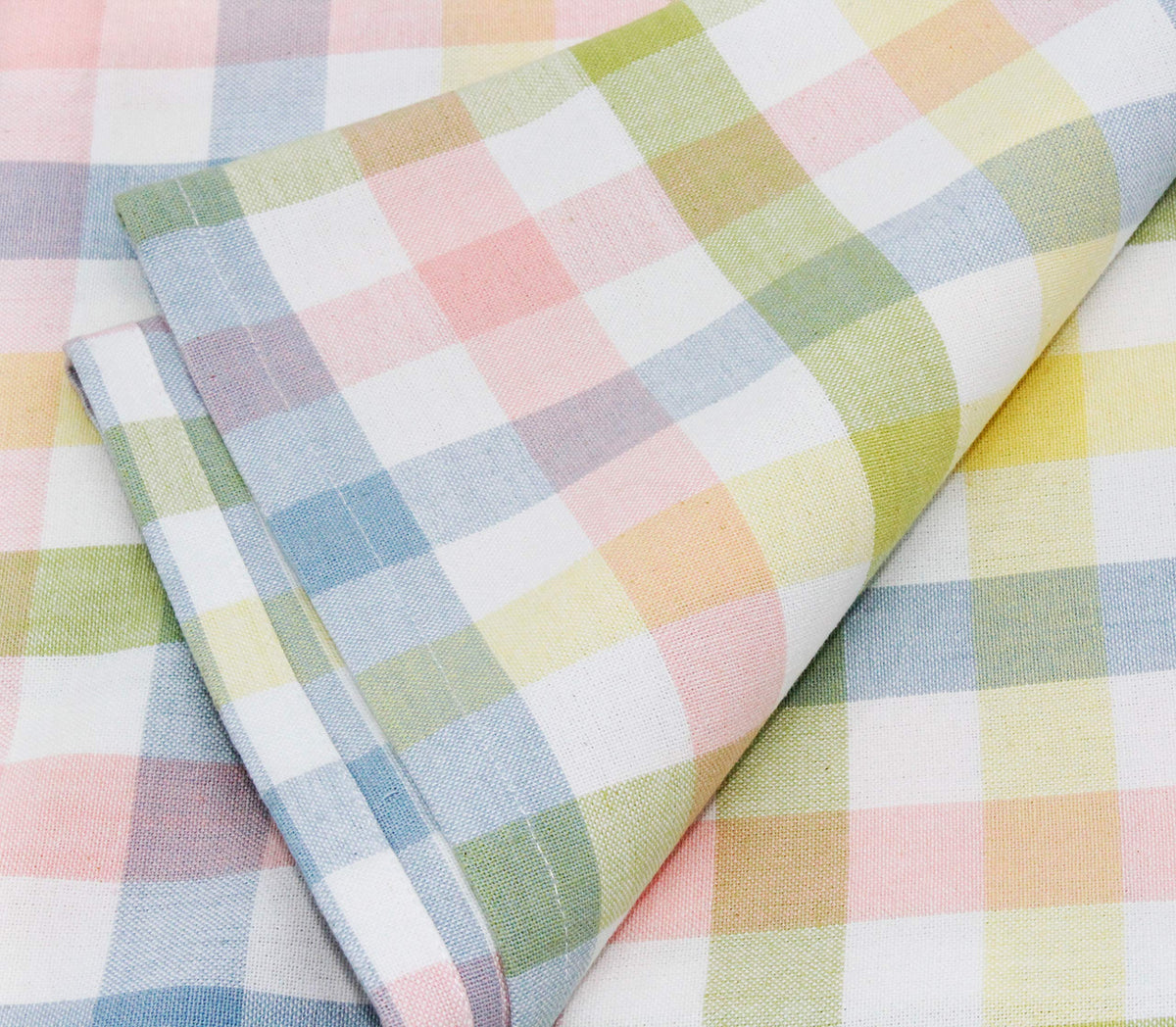 Cotton Craft Countryside Classic gingham buffalo plaid tablecloth elevates Easter table decor.