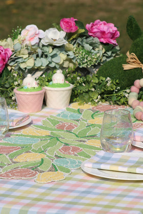 Cotton Craft Countryside Classic 60x120 tablecloth size on rectangular table