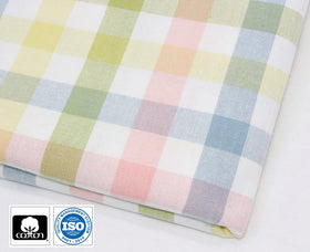 Cotton Craft Countryside Classic dining setup with colorful gingham tablecloth