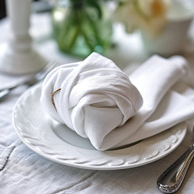 COTTON CRAFT eco-friendly napkins emphasize reusable, waste-reducing option for eco-conscious tables.