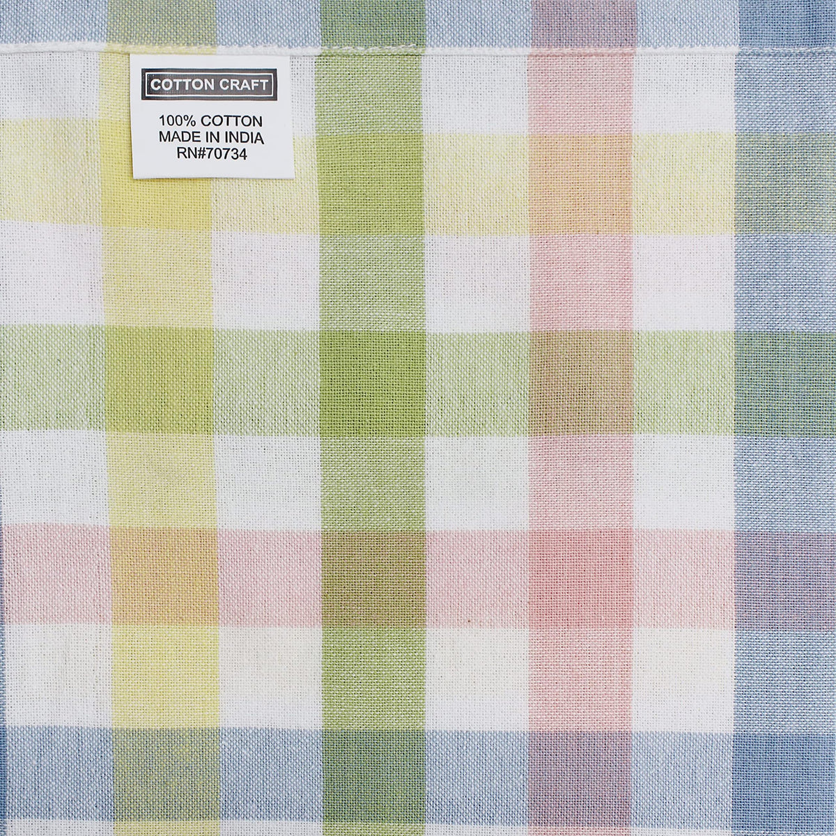 Cotton Craft napkin hem close-up showing neat stitching and quality