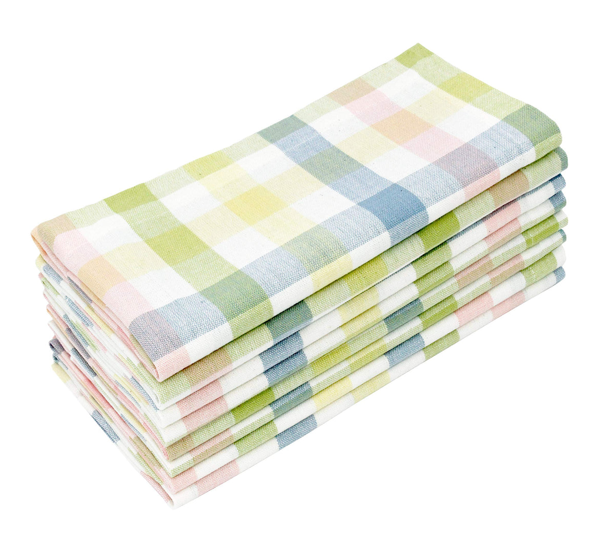Cotton Craft gingham buffalo plaid napkins in yellow pastel for spring dining
